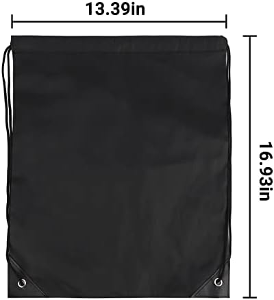 Pack of 12 Black Drawstring Bags for Gym and Travel