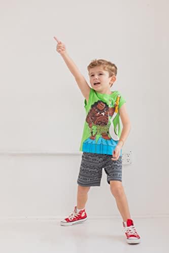 Disney Moana Maui French Terry Graphic T-Shirt and Shorts 3 Piece Set for Boys