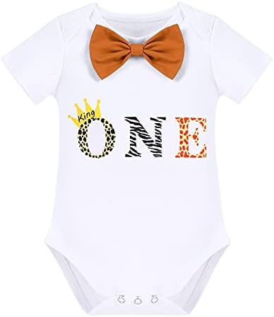 IBTOM CASTLE Baby Boys Lion Safari 1st Birthday Romper Outfit