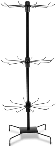 Lemecima 3 Tier Rotating Jewelry Display Stand with Hooks Black