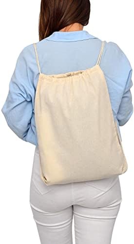 12 Pack Durable Cotton Canvas Drawstring Bags 14x16