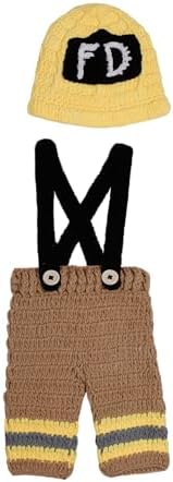Matissa Newborn Baby Crochet Costume Photography Prop Hats and Outfits Firefighter 2