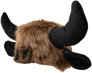 Funny Adult Plush Animal Buffalo Hat with Horns