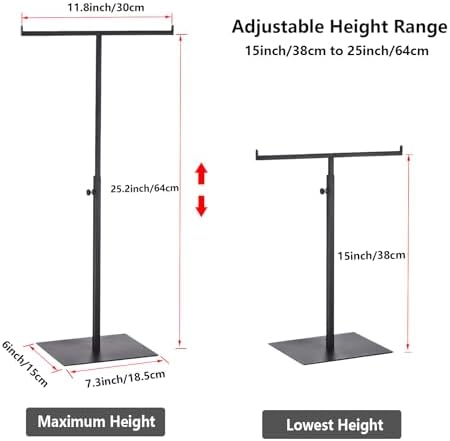 T Shaped Purse Display Stand Adjustable Height Matte Black Stainless Steel