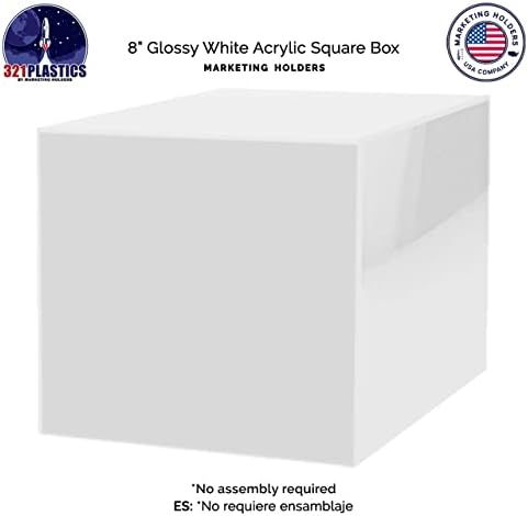 8 Inch White Acrylic Display Box with One Open Side