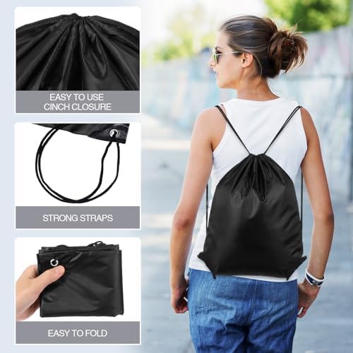 Shappy 150 Pcs Black Drawstring Gym Backpack Set