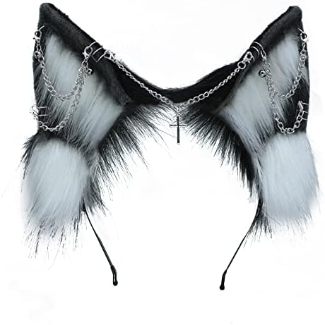 VIGVAN Handmade Wolf Fox Ears Cosplay Head Accessory for Halloween