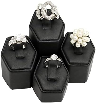 MOOCA Jewelry Ring Display Stand Holder Set 4 Pcs Black