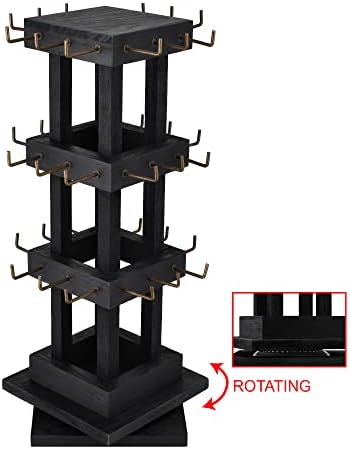 Ikee Design 36 Hooks Rotating Keychain Holder Display Stand - 3 Tier Jewelry Display Tree Stand Black Color