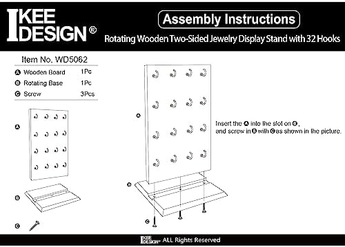 Ikee Design Wooden Rotating Jewelry Display Stand