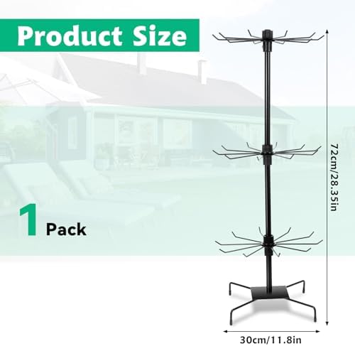 Lemecima 3 Tier Rotating Jewelry Display Stand with Hooks Black