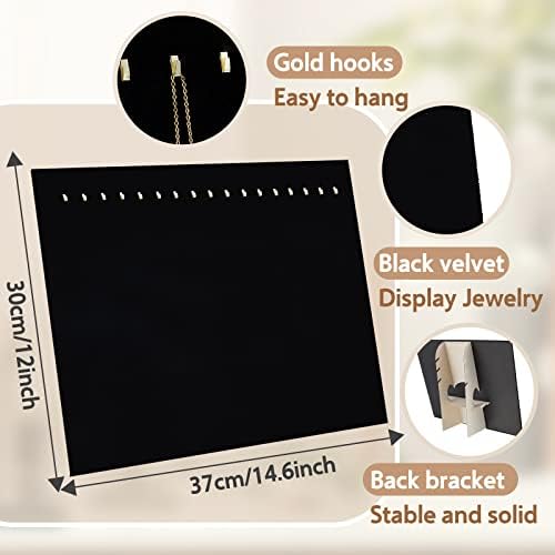 Juexica 4 Pack Velvet Necklace Display Stands with 17 Hooks