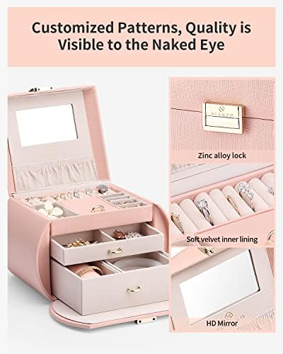 Vlando Princess Style Jewelry Box for Girls Pink