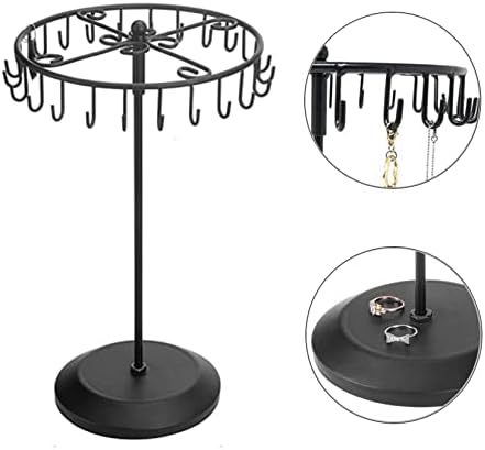 Rotating Jewelry Holder with 23 Hooks Black Stand