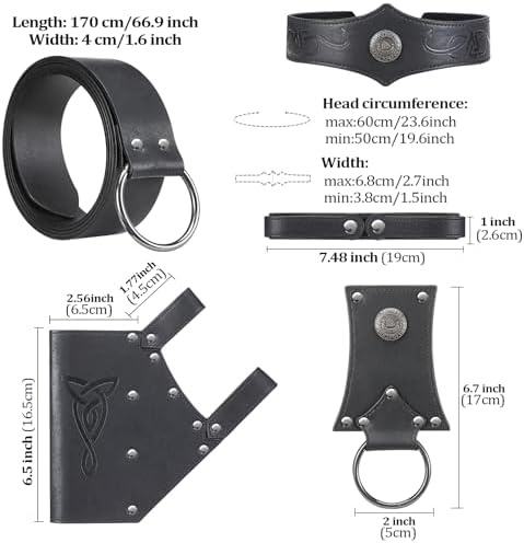 5PCS Medieval Costume Belt Set for Viking Halloween Cosplay