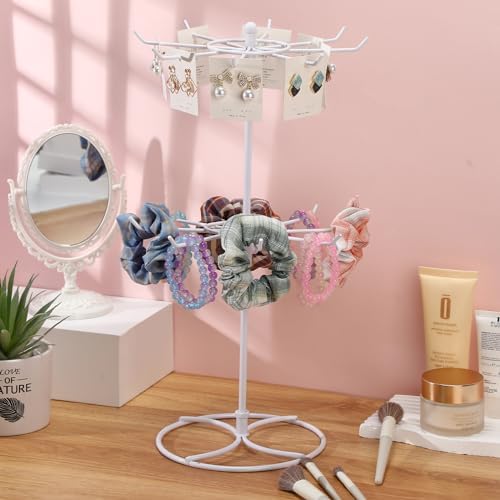 Tandefio 2 Pcs Rotating Jewelry Display Stand with Hooks
