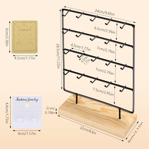 Modern 4-Tier Earring Display Stand with 20 Hooks