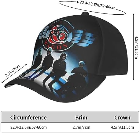 BESUCHER REO Rock Music Speedwagon Baseball Cap Adjustable Hat Casual Outdoor Sun Chapeau Unisex Black
