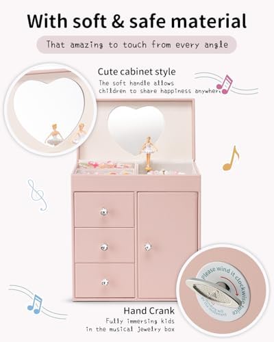 Vlando Musical Jewelry Box for Girls Pink