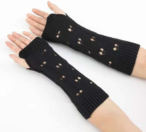 POHADON Ripped Fingerless Arm Warmers for Winter Fashion