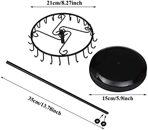 Rotating Jewelry Holder with 23 Hooks Black Stand