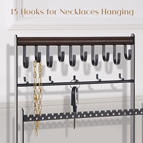 ProCase 6 Tier Jewelry Stand with 15 Hooks - Black
