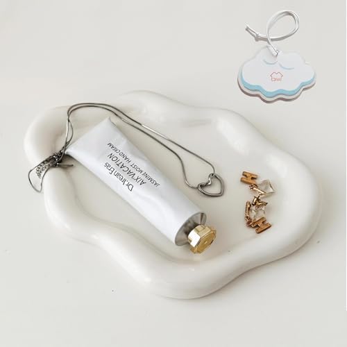 Cloud Shape Ceramic Jewelry Tray for Women White