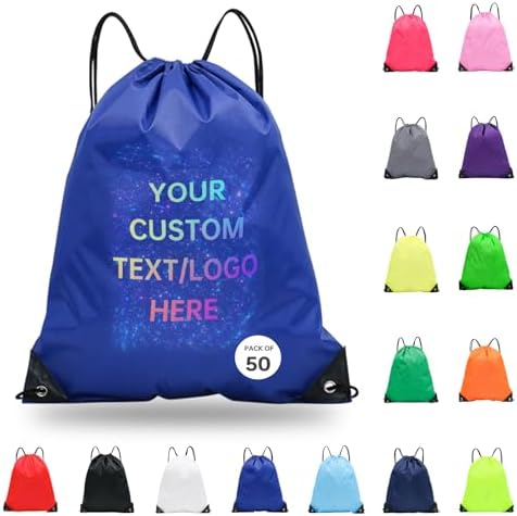 Pack of 50 Custom Drawstring Bags with Logo