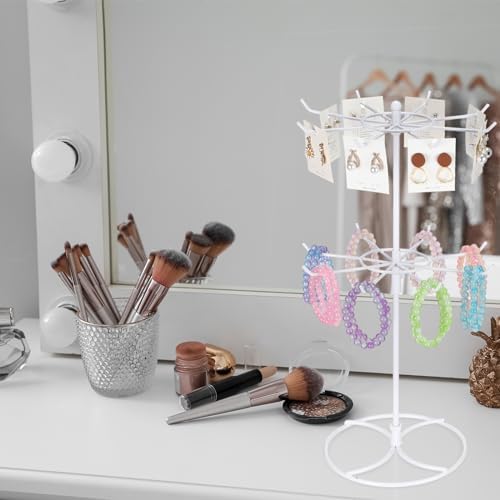 Tandefio 2 Pcs Rotating Jewelry Display Stand with Hooks