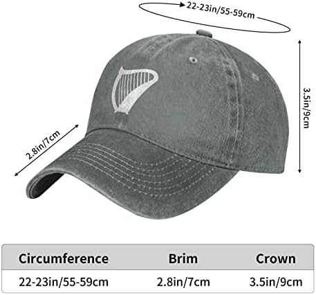 Unisex Adjustable Denim Baseball Cap with Irish Harp Pattern