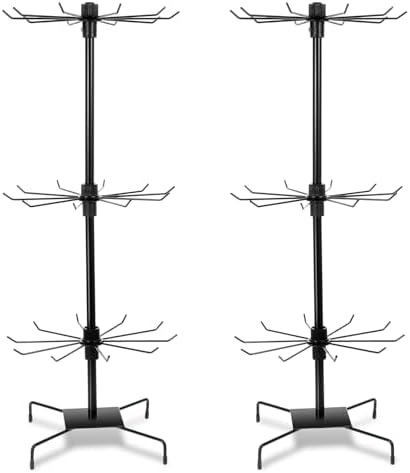 2 Pcs 3 Tiers Rotating Jewelry Display Stand with Hooks Black