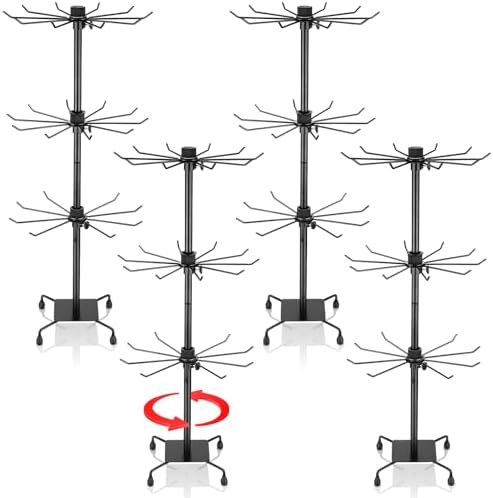 4 Pcs Rotating Jewelry Display Stand with Hooks