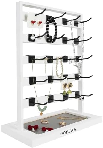 Wooden Jewelry Display Stand with 5 Tiers and 20 Hooks