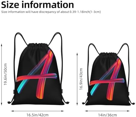 Drawstring Backpack with Initials Rainbow Letter A