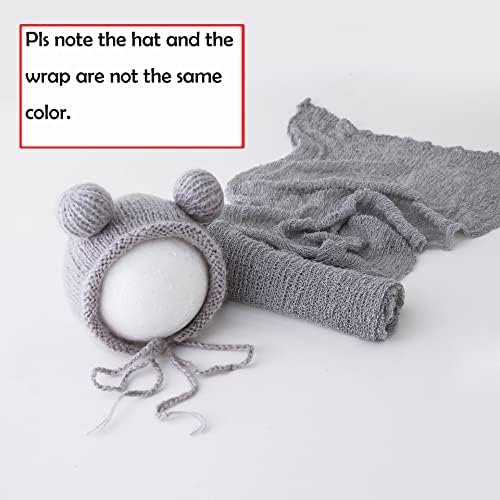 Newborn Baby Photography Props Hat Wrap Set Light Gray
