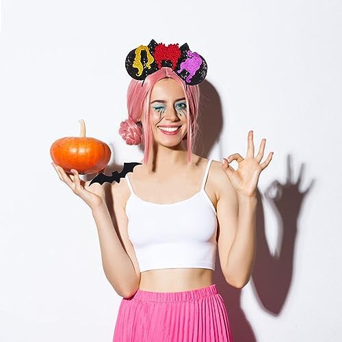 Atvscay Halloween Witch Headband with Mouse Ears