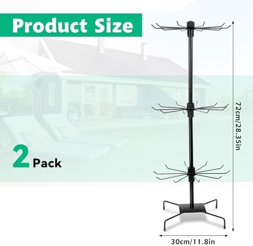 2 Pcs Rotating Jewelry Display Rack with Hooks for Earrings and Necklaces