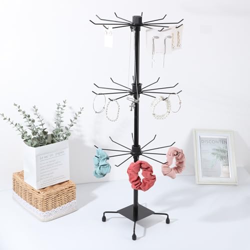 4 Pcs Rotating Jewelry Display Stand with Hooks