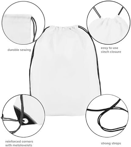 Bulk Drawstring Backpacks 30Packs White Gym Travel Carry Bag