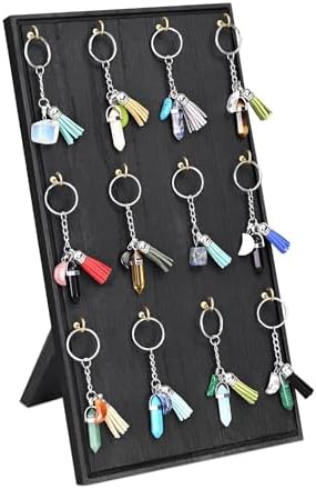 Ikee Design Wooden Jewelry Display Stand with 12 Hooks Black