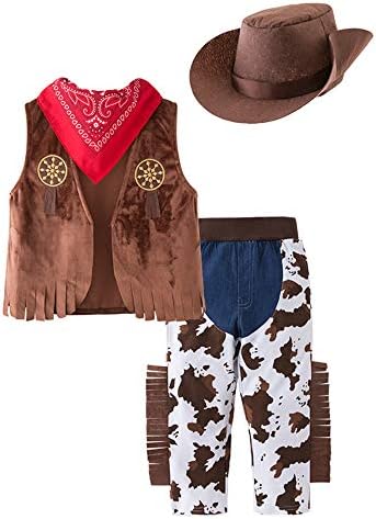 stylesilove Kid Boys Cartoon Cowboy Outfit 4pcs Set