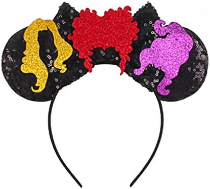 Atvscay Halloween Witch Headband with Mouse Ears