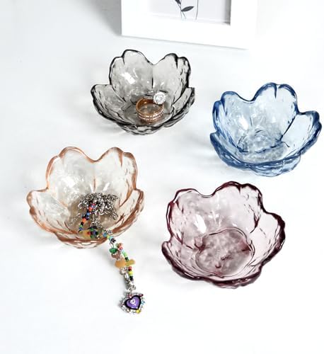 Crystal Black Flower Ring Dish Jewelry Tray Modern Decorative Organizer for Vanity