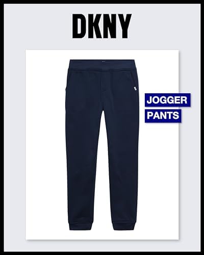 DKNY Boys 2 Piece Woven Button Down Shirt with Hood and Jogger Pants Set