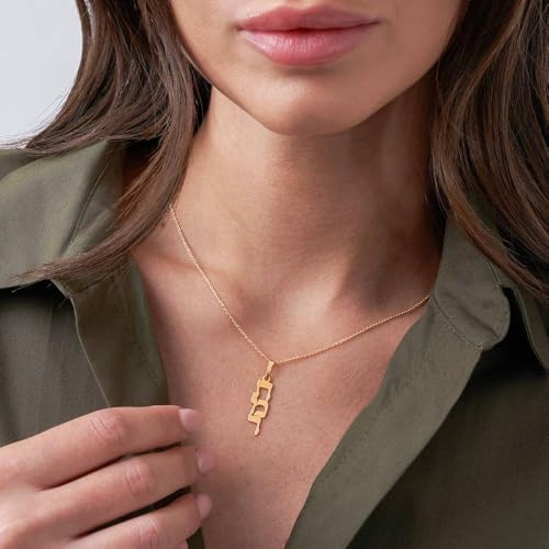 Personalized Vertical Hebrew Name Necklace for Women and Men
