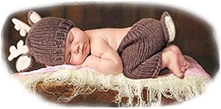 Coberllus Newborn Photography Props Deer Hat Pants Set for Baby Boy Girl