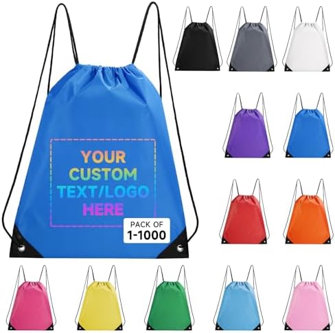 Custom Drawstring Bags With Logo 50 Pack Gym Travel Backpacks Deep Blue