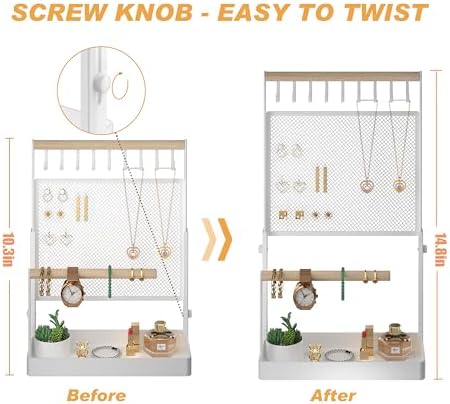 Jewelry Organizer Stand with 9 Hooks and Earring Net