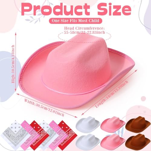 Unittype Kids Western Cowboy Hat Set 12 Pcs