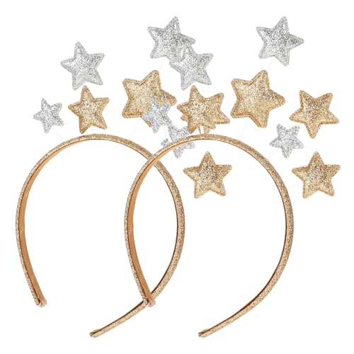 Star Headband 2 Pieces Gold and Silver Star Hair Hoops Party Festival Holiday Birthday Hair Accessories One Size